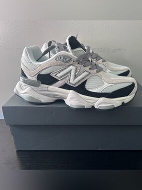 Women’s New Balance 9060 Light Gray, Black & White Athletic Sneakers